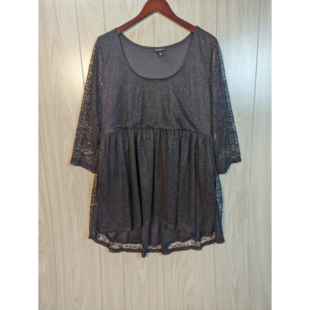 Torrid Black All Lace Scoop Neck Babydoll Tunic Or Short Dress, Size 1X